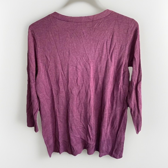Coldwater Creek Purple Silk Cotton Cardigan Button Front 3/4 Sleeve Large - Picture 2 of 9